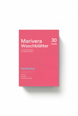 Marivera Waschblätter 30 Ladungen, Meeresfrische, Waschmittel für Weißes & Buntes, plastikfrei und recycelbare Verpackung
