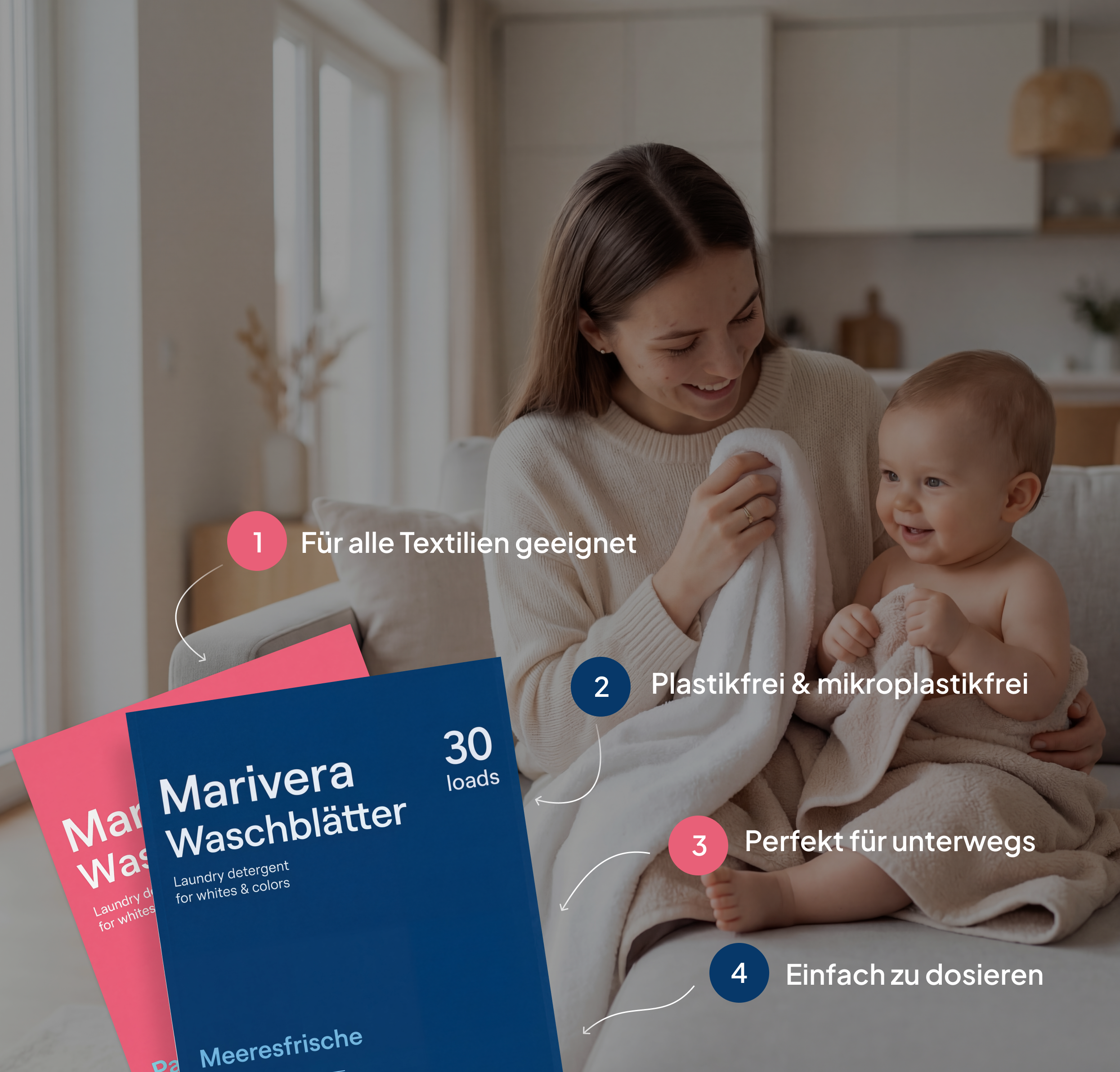 Nachhaltige Marivera Waschblätter für saubere Wäsche ohne Plastik. Mikroplastikfrei, leicht zu dosieren und ideal für unterwegs – 30 Wäschen pro Packung. Jetzt entdecken!