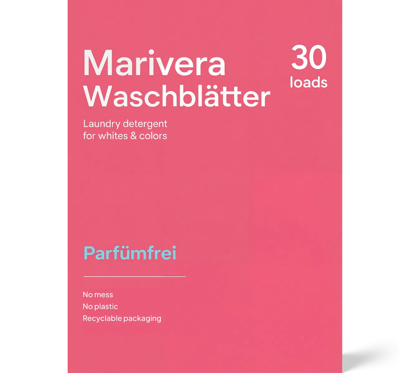 Marivera Waschmittelblätter Parfümfrei – nachhaltiges Waschmittel ohne Duftstoffe und Plastik. Sanft zur Haut und ideal für empfindliche Wäsche.