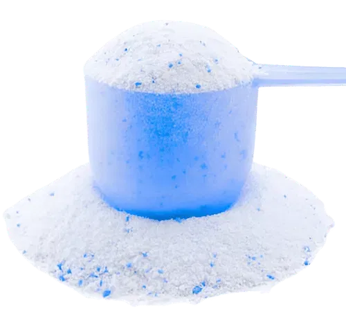 Waschpulver als herkömmliche Lösung – oft mit Dosierungsaufwand und Verpackungsmaterial verbunden.