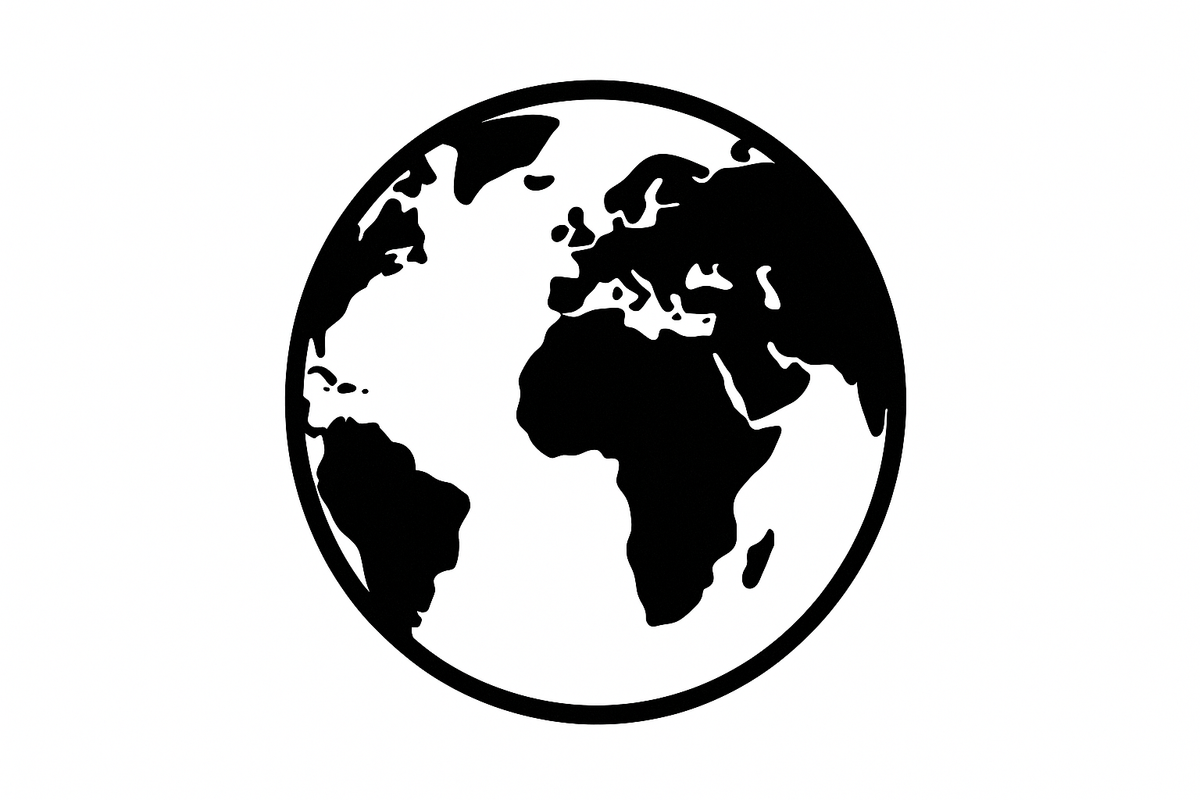 Black and White Earth Icon